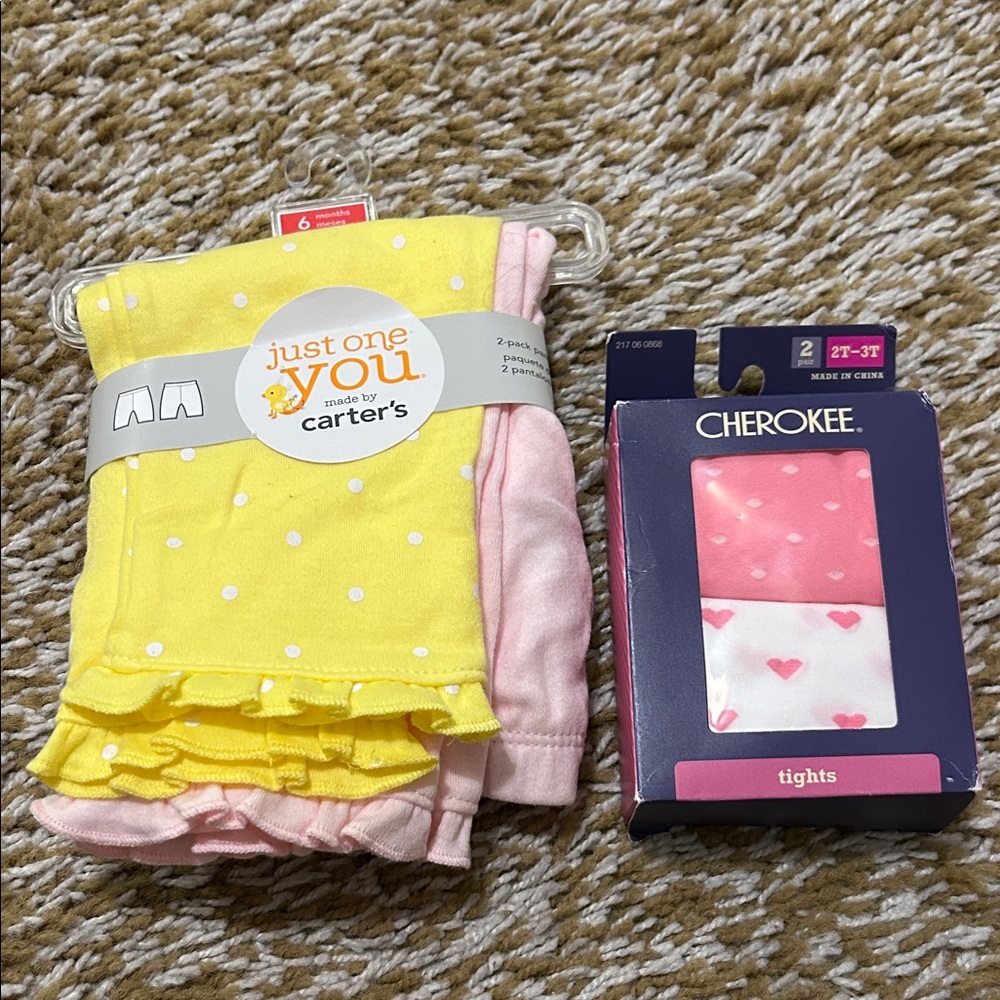 Carter's Yellow and Pink Polka Dot Tights